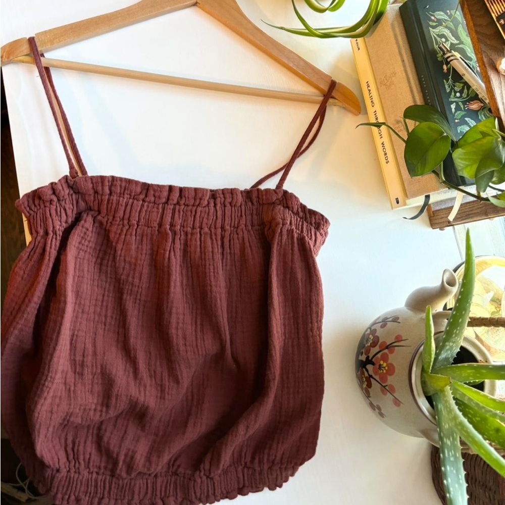 Anthropologie Cranberry Cotton Tank
